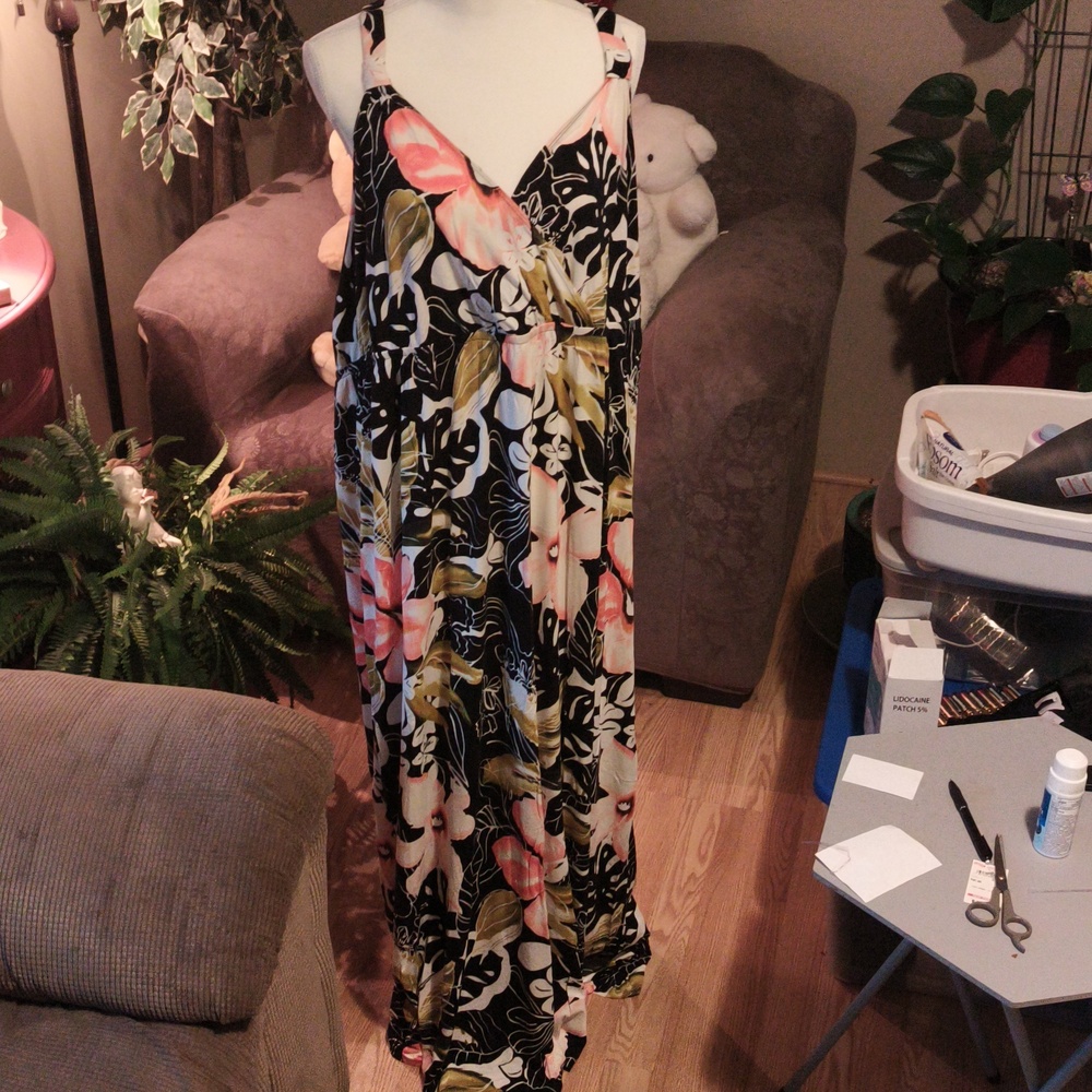 Floral Maxi Dress with Tropical Print